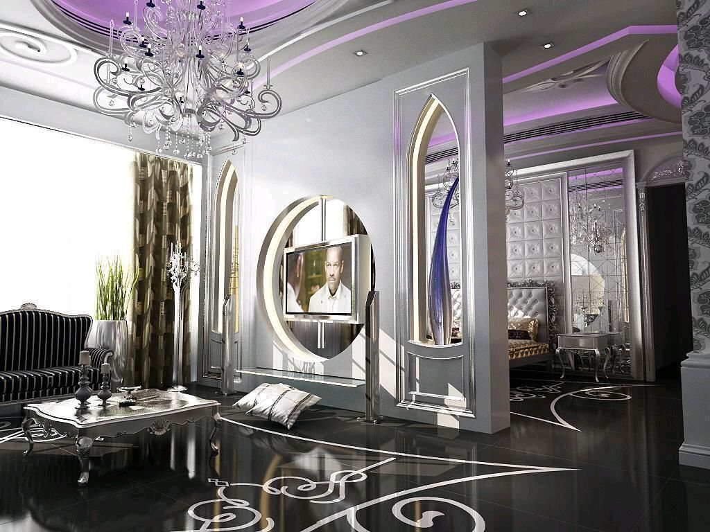 Monochrome Chandelier Salon - Premium Living Rooms by Pro Fit